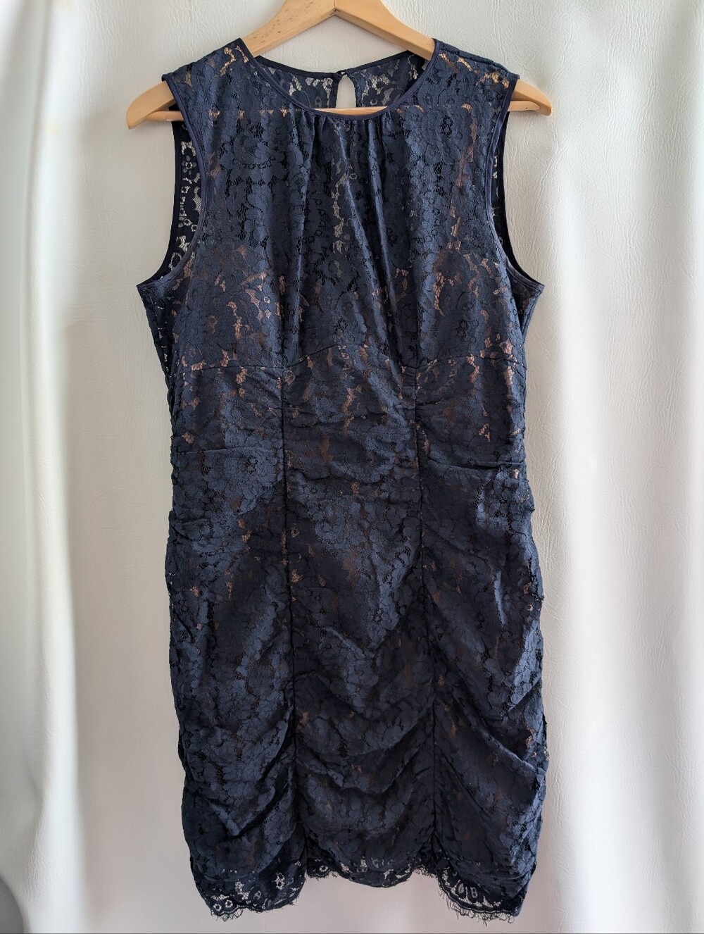 Eliza J Navy Lace Sleeveless Lined Sheath Dress - 14